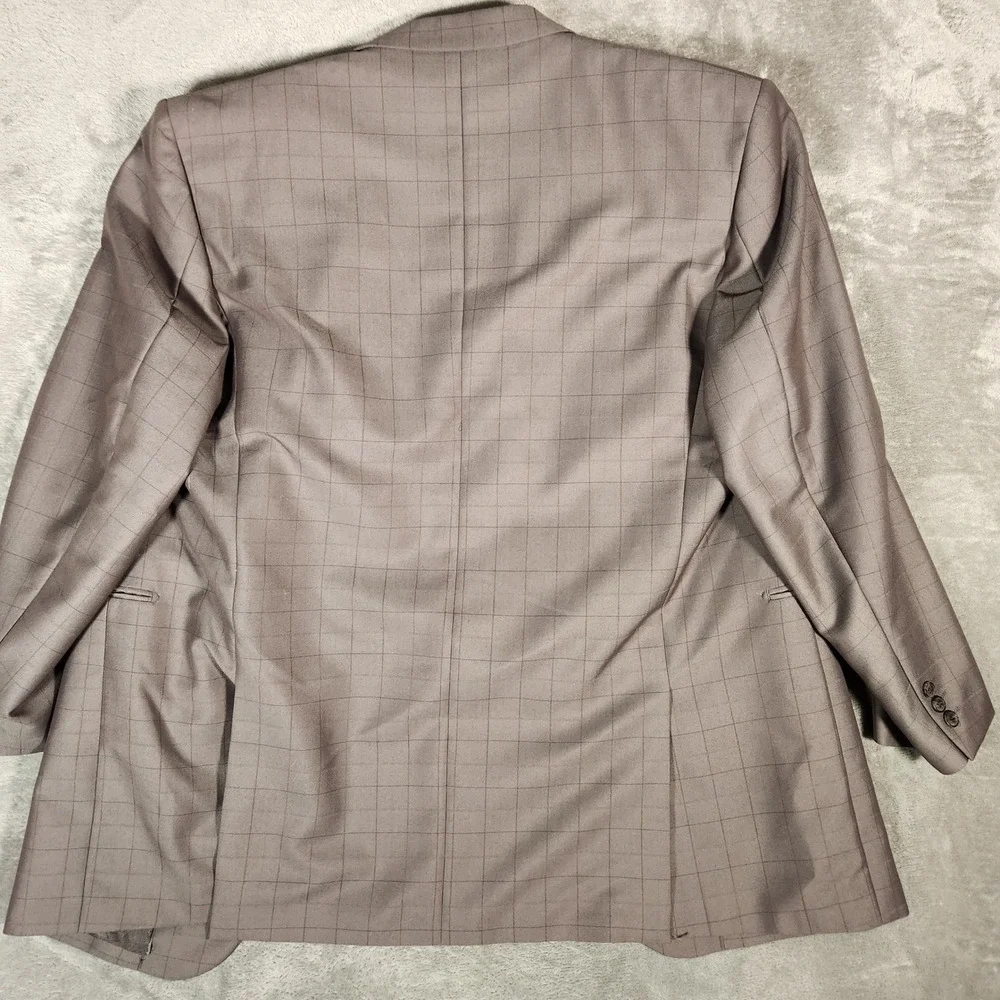 Phat Farm Premium Mens‎ 3 Piece Suit 52L Grey Plaid Polyester Rayon Business